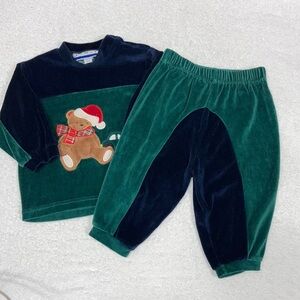 Vintage Samara velour Christmas teddy bear set